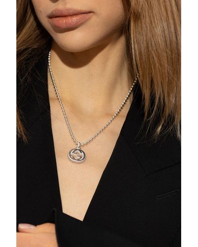 Gucci Necklace With Logo, - Black