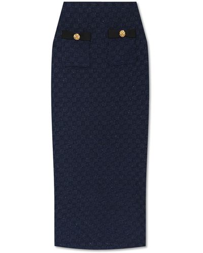 Self-Portrait Skirt With Lurex Yarn, - Blue