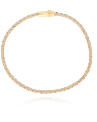 Versace Leather Necklace, - White
