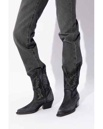 Vic Matié Denim Cowboy Boots, - Black
