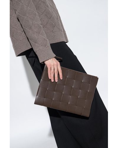 Bottega Veneta ‘Pouch Large’ Leather Handbag - Brown