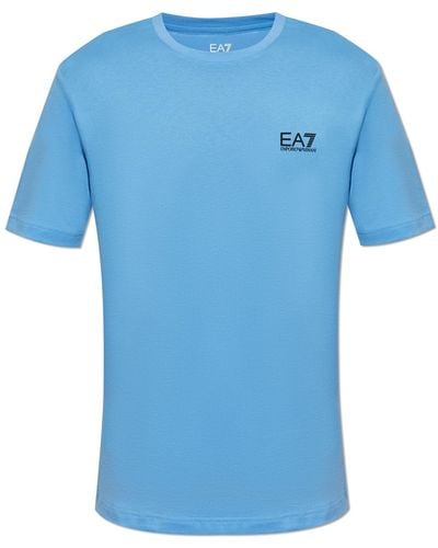 EA7 T-shirt With Logo, - Blue