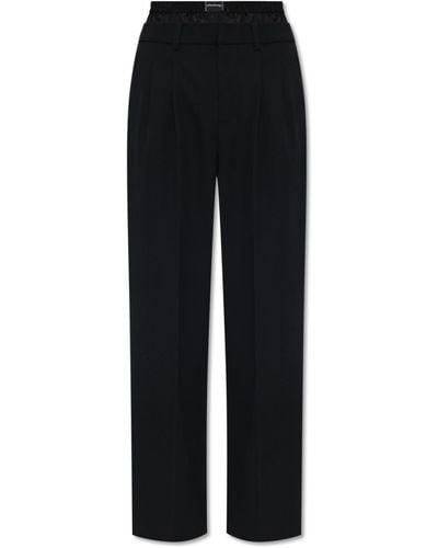 Alexander Wang Pleat-Front Trousers With Logo - Black