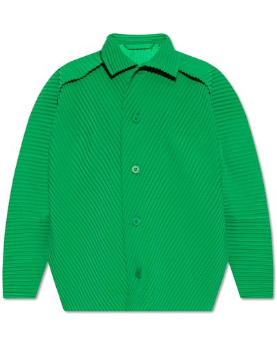 Homme Plissé Issey Miyake Pleated Jacket With Loose Fit - Green