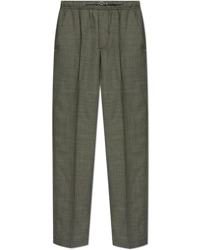 Versace Patterned Trousers With Crease, - Green