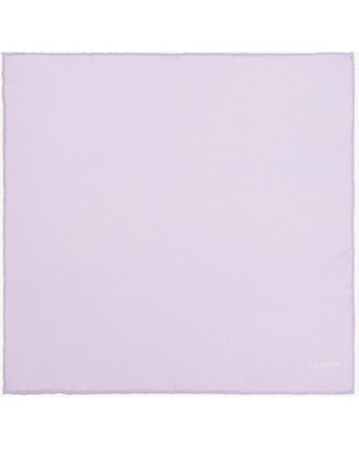 Lanvin Silk Pocket Square With Logo - Purple