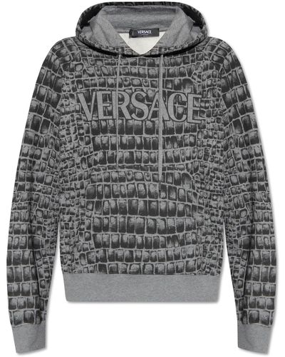 Versace Embellished Hoodie - Grey