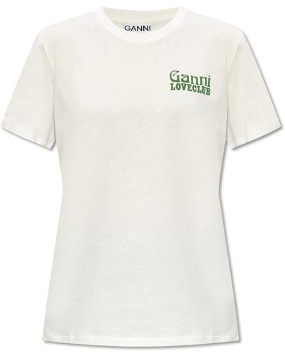 Ganni Printed T-shirt, - White