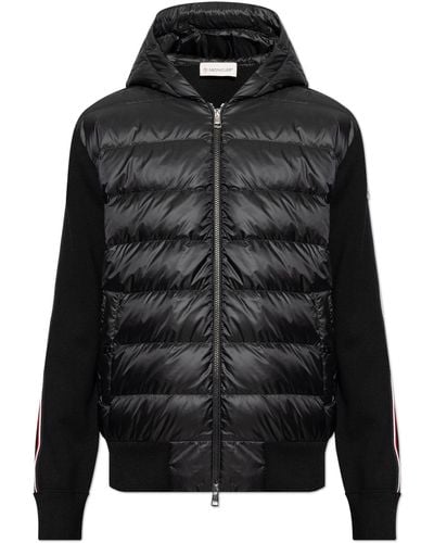 Moncler Cardigan With A Quilted Front, - Black