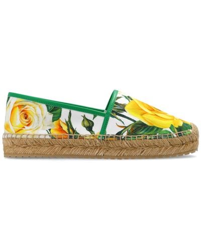 Dolce & Gabbana Espadrilles With Floral Motif, - Yellow