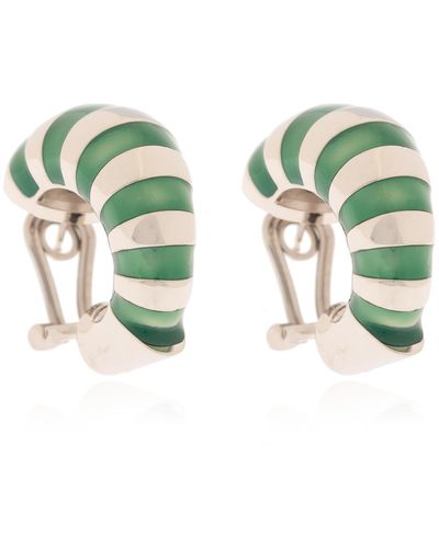 Ferragamo Earrings Finished With Enamel, - Green