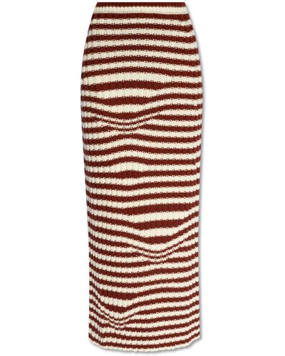 Etro Striped Wool Skirt, - White