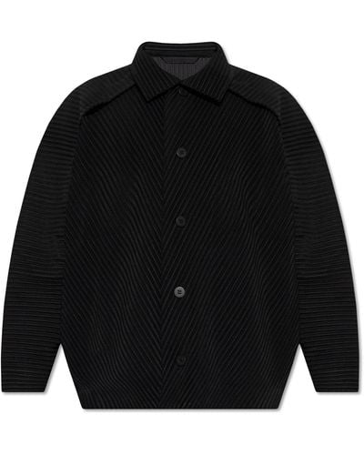 Homme Plissé Issey Miyake Pleated Jacket With Loose Fit - Black