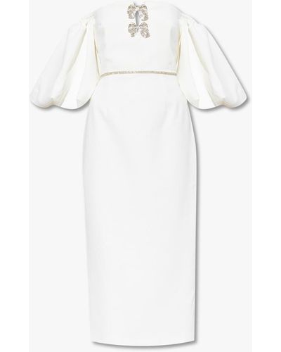 Self-Portrait Dress With Puff Sleeves - White