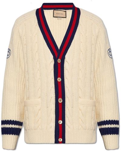 Gucci Buttoned Cardigan, - Natural
