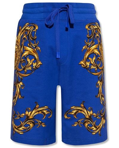 Versace Shorts With 'garland Sun' Pattern - Blue