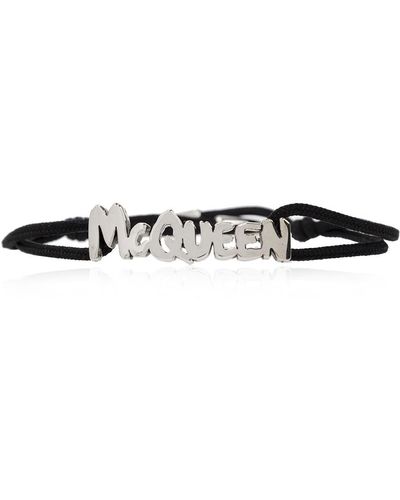 Alexander McQueen Bracelet With Brass Charm - Black