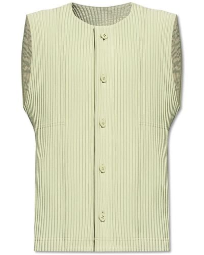 Homme Plissé Issey Miyake Pleated Vest, - Green