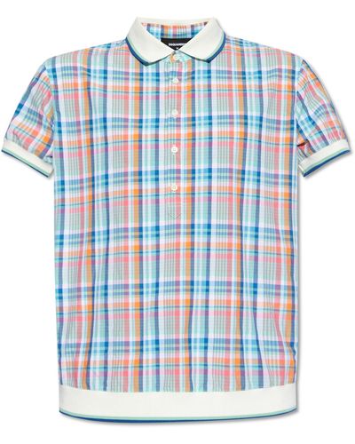 DSquared² Checked Polo Shirt, - Blue