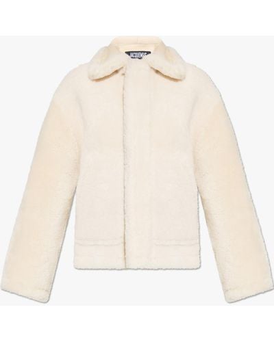 Jacquemus Spread Collar Shearling Jacket - Natural