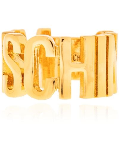 Moschino Ring With Logo, - Yellow