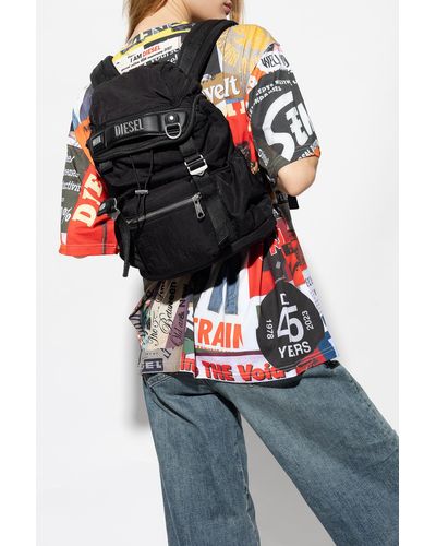 DIESEL ‘Logos Small’ Backpack With Logo - Black