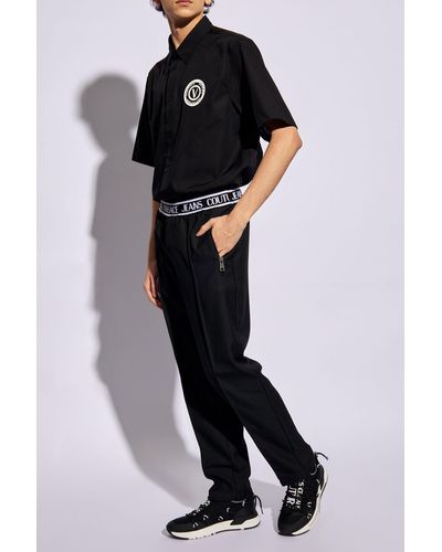 Versace Shirt With Short Sleeves, - Black