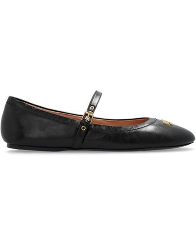 Moschino Leather Ballet Flats, - Black