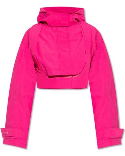 Jacquemus 'fresa' Crop Jacket W/ Detachable Vest - Pink