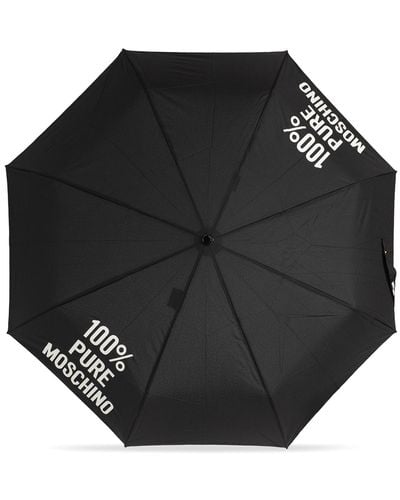 Moschino Umbrella With Logo, - Black