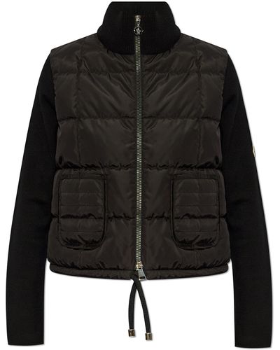 Moncler Cardigan With A Quilted Front - Black