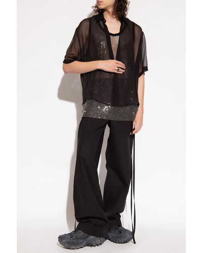 Ami Paris Transparent Silk Shirt - Black