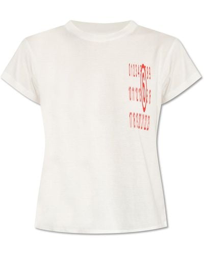 MM6 by Maison Martin Margiela Cotton T-Shirt With Logo - White