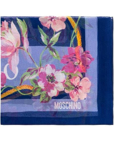 Moschino Floral Scarf, - Blue