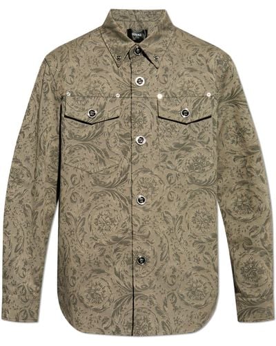 Versace Shirt With `Barocco` Pattern - Grey