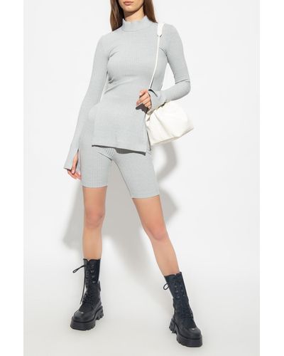 Helmut Lang Turtleneck Sweater With Slits - Gray