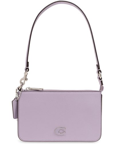 COACH Shoulder Bag With Logo, - Purple