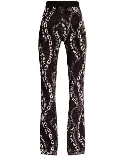 Versace Trousers With Pattern, - Black