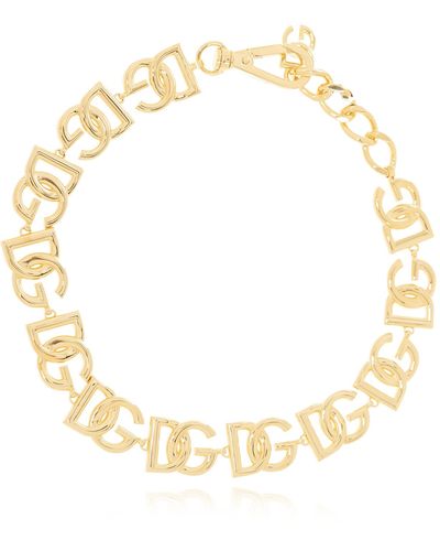Dolce & Gabbana -plated Interlocking Logo Choker Necklace - Metallic