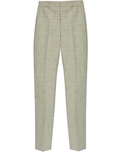 Versace Wool Trousers With Crease, - Green