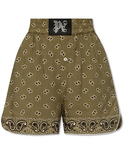 Palm Angels Shorts With Paisley Motif - Green