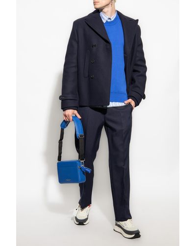 Off-White c/o Virgil Abloh Off- Double-Breasted Cropped Coat - Blue