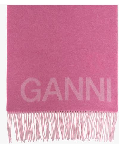 Ganni Wool Scarf - Pink