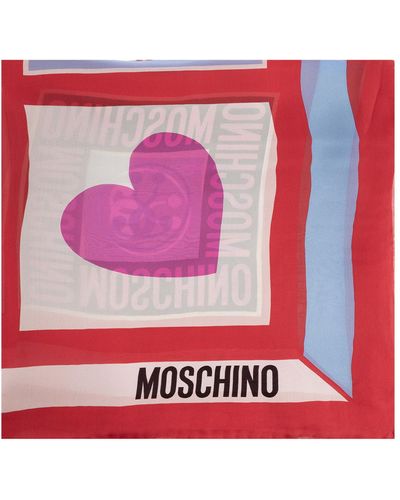 Moschino Silk Scarf, - Red