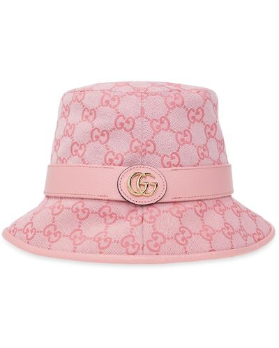 Gucci Monogrammed Raffia Hat - Pink