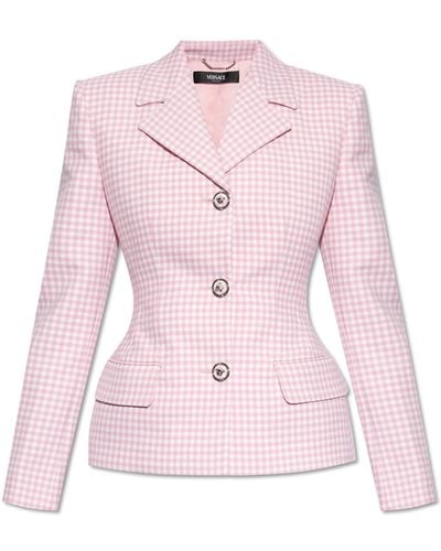 Versace Chequered Pattern Blazer - Pink
