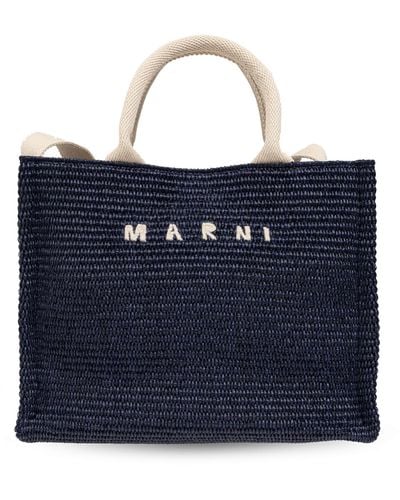 Marni Shopper Bag With Logo - Blue