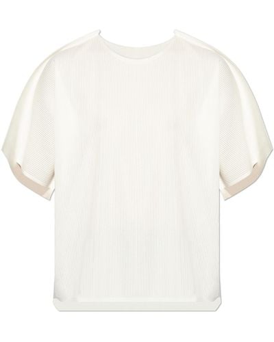 Pleats Please Issey Miyake Striped T-Shirt - White