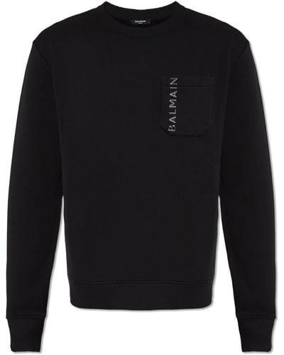 Balmain Cotton Sweatshirt, - Black