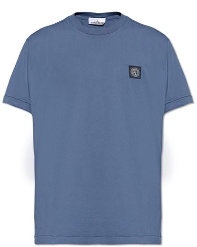 Stone Island T-shirt With Logo, - Blue